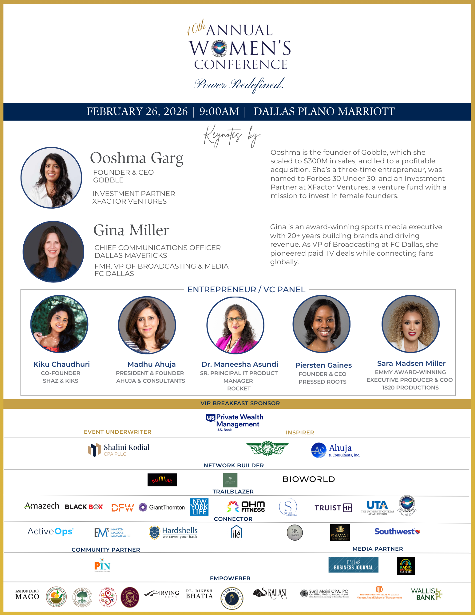 US India Chamber Annual Women's Conference 2026 Flyer